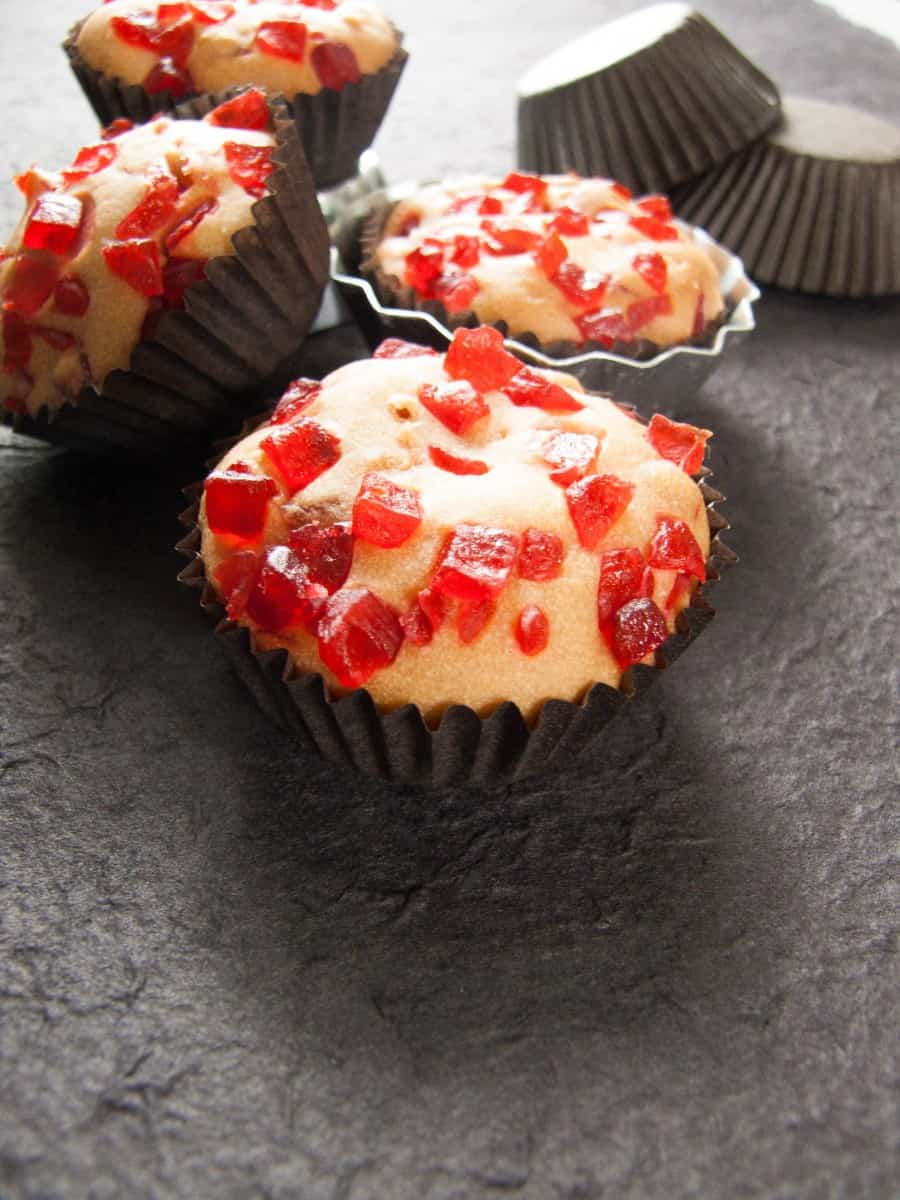 Eggless Pressure Cooker Tutti Frutti Muffins Recipe