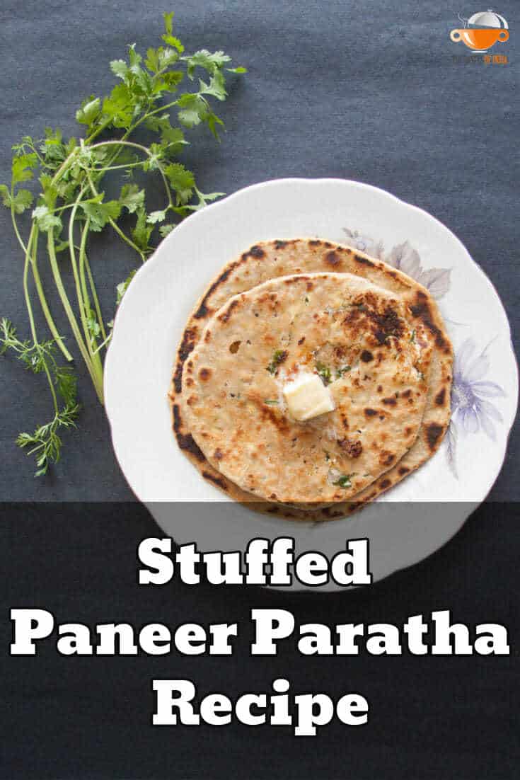 stuffed paneer paratha recipe – stuffed cottage cheese indian flatbread recipe