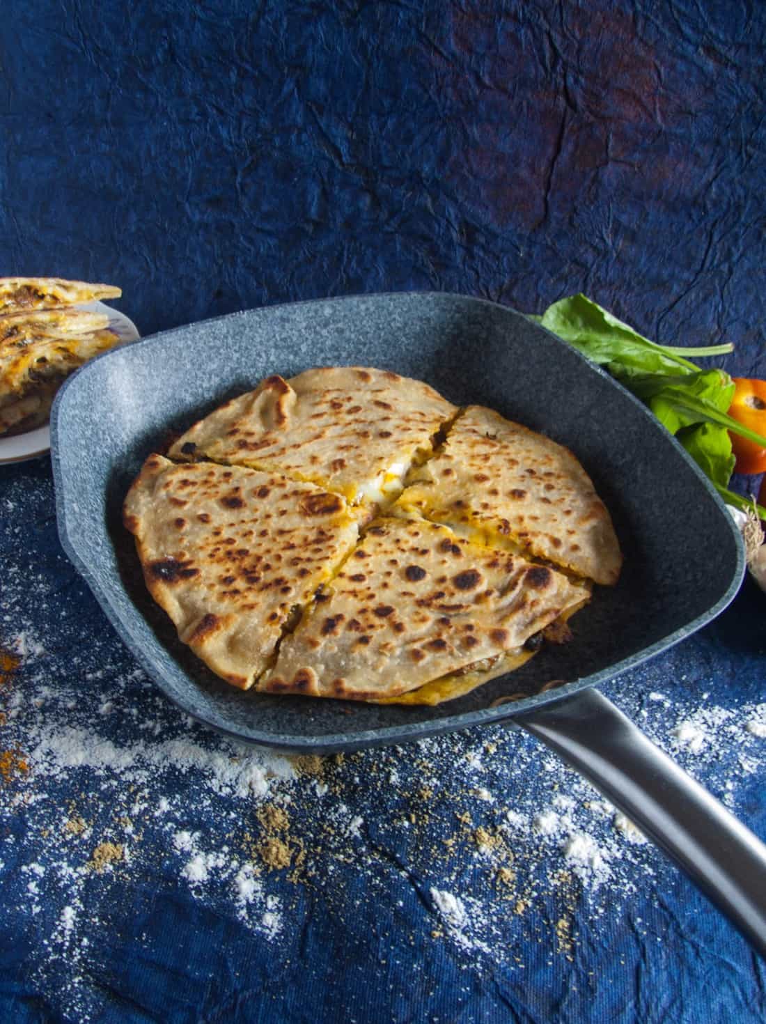 Mushroom and Spinach Quesadilla Recipe Indian Style