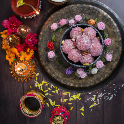 pink coconut ladoo